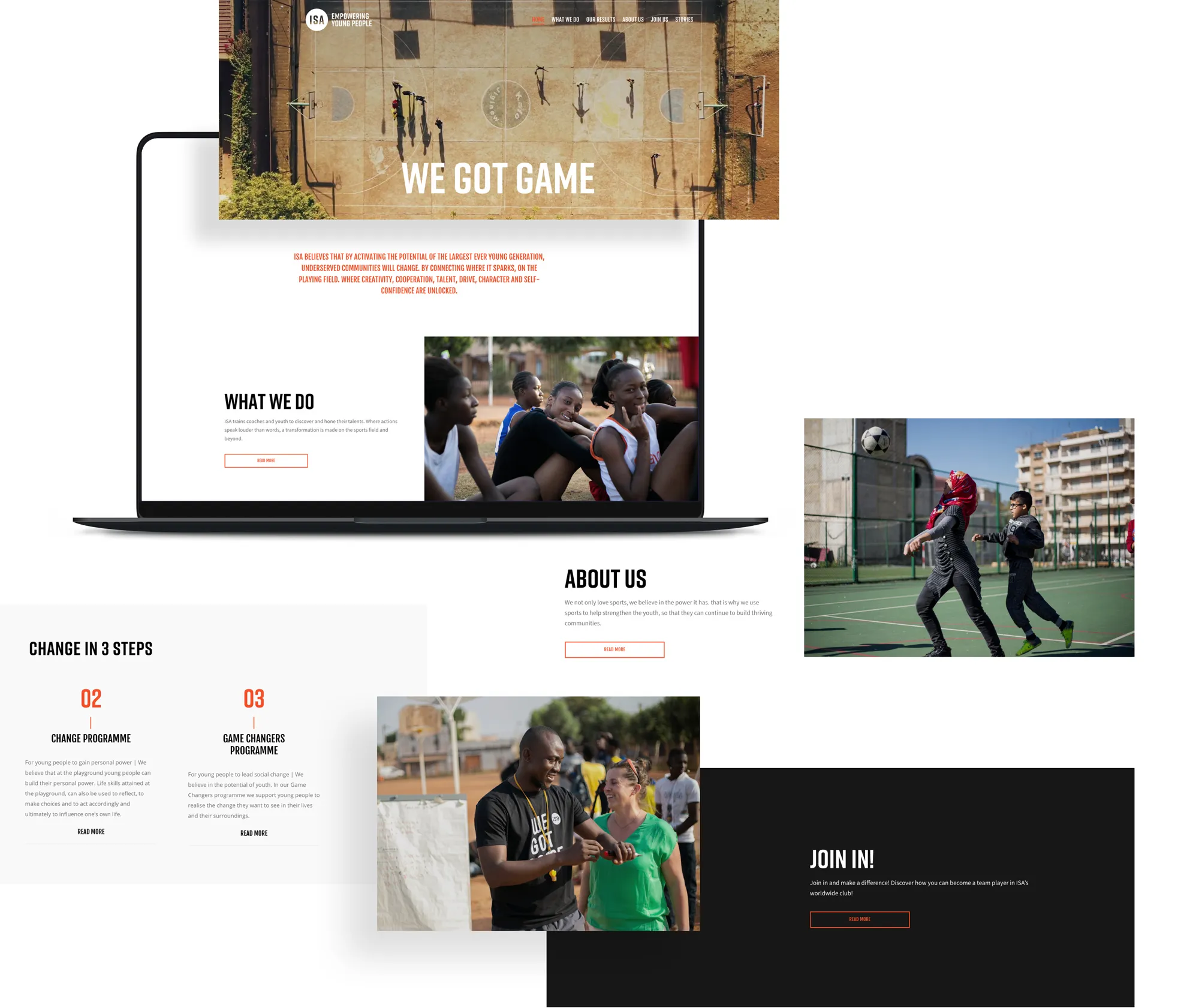 schermen en mockups laptop van website ISA