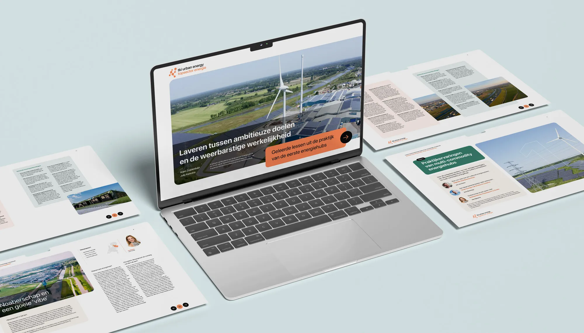 Een opengeklapte laptop met een presentatie van het rapport.